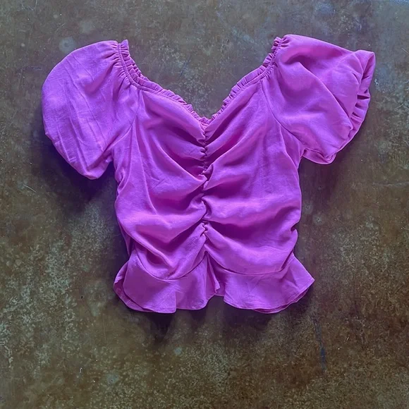 Pink Ruffle Off-The-Shoulder Top - Picture 4 of 5